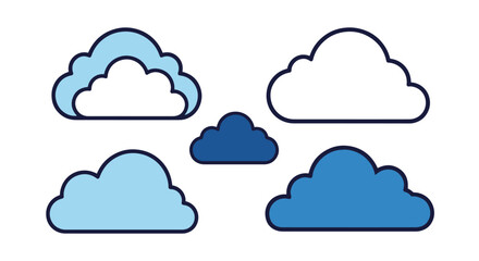Cloud Outline Line soft tone vector design