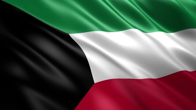 waving kuwait national flag animation loop