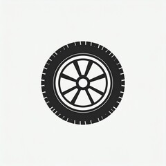 Fototapeta premium Black car wheel isolated on white background with detailed tread and shiny rim