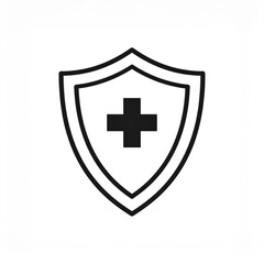 Fototapeta premium Medical shield emblem with cross symbol for healthcare protection and safety