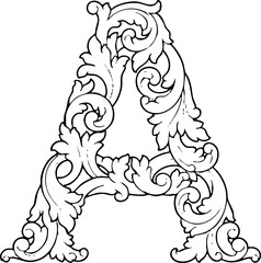 Naklejka premium Ornate Decorative Letter A Initial Alphabet Typography