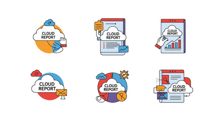 Cloud Report Line minimal abstract color vector