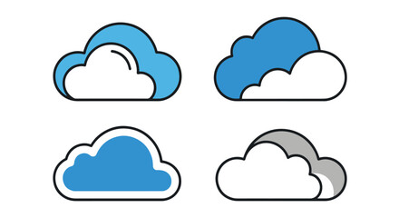 Cloud Rounded Line modern smooth color vector