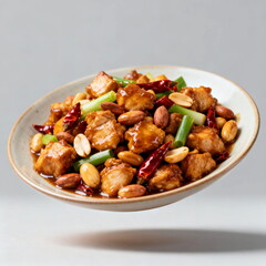 Delicious Chinese stir-fried chicken with peanuts and chili peppers