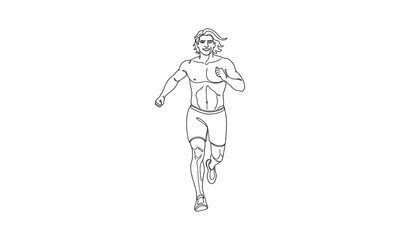 Obraz premium Continuous one line drawing of Happy running man. One line vector illustration with out background