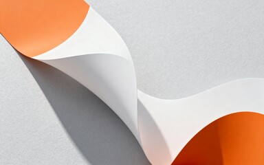 Curved Orange and White Paper Ribbon on Light Background