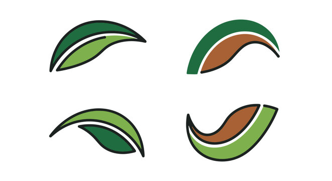 Curved leaf Line art minimal smooth style illustration