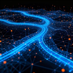 Abstract Digital Network and Path Visualization
