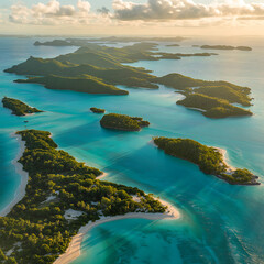 Obraz premium Tropical Islands with Lush Green Forests and Beaches.