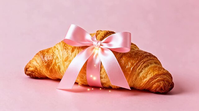 Croissant tied with pink ribbon