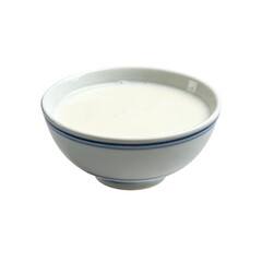 [Transparent Background PNG]A bowl of creamy white rice pudding in a traditional blue and white bowl