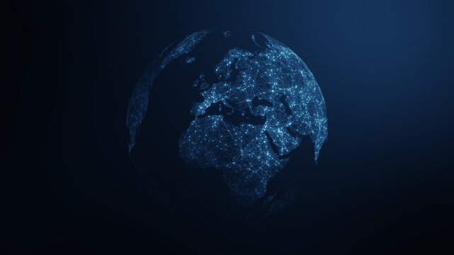 Global Digital Network Connection Over Earth Map