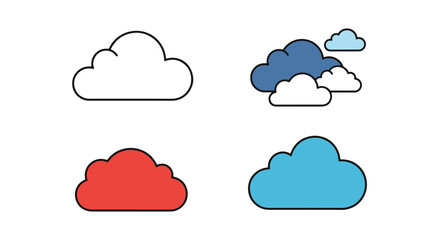 Obraz premium Doodle Cloud Line minimal graphic color vector