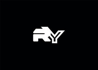 RY Modern Unique Letter Line Logo Design. Creative logo