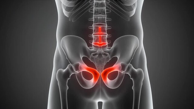 Medical X-Ray Style of Male Pelvis &ndash; Frontal View with Realistic Pelvic Bones Anatomy