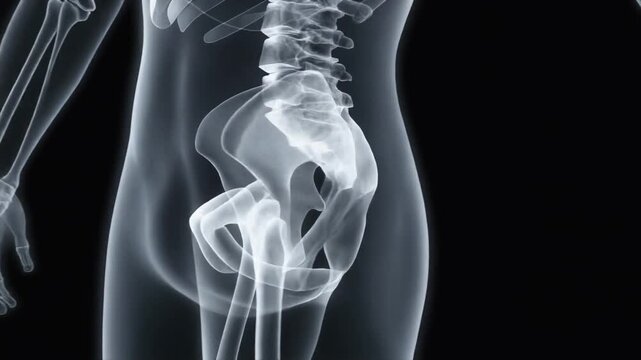 Medical X-Ray Style of Male Pelvis &ndash; Frontal View with Realistic Pelvic Bones Anatomy