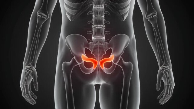Medical X-Ray Style of Male Pelvis &ndash; Frontal View with Realistic Pelvic Bones Anatomy