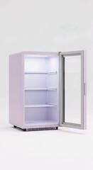Mini Beauty Fridge 3D Mockup with Empty Glass Door for Skincare Branding