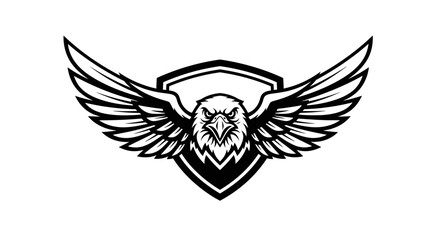 Obraz premium Elegant eagle emblem with shield and wings symbolizing strength