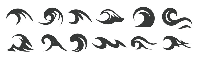 Obraz premium set of twelve abstract wave icons with different shapes