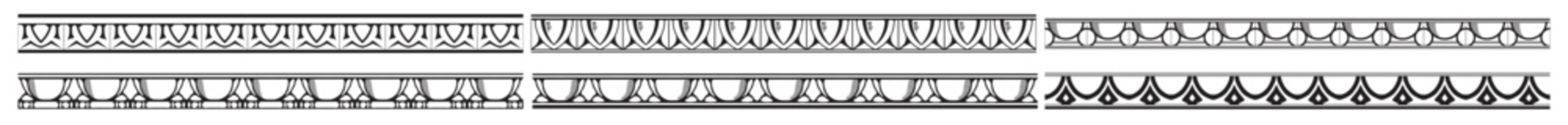 Set of decorative seamless ornamental architecture classic border - Vector modular