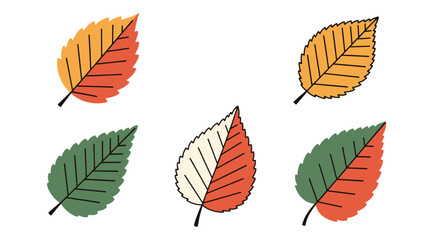 Obraz premium Elm leaf Line art clean elegant color illustration