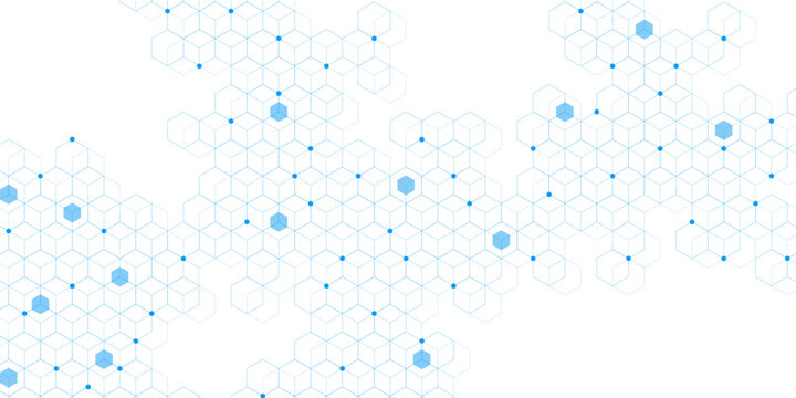 Hexagon pattern abstract background with geometric shapes. Minimalist science, technology and medical design concept. Vector