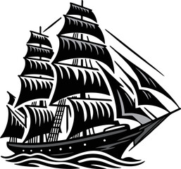 Vintage Sailing Ship Silhouet... © JK