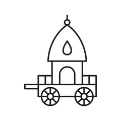 Ratha Yatra Hindu festival chariot icon. Vector illustration