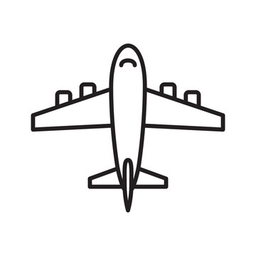 Airplane top view icon for travel concept. vector illustration