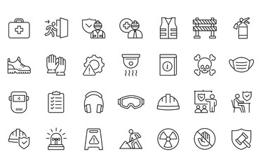 Fototapeta premium Essential workplace safety icons, visual guides for a secure environment