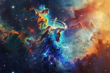 Obraz premium Astrological abstract composition with concept of Capricorn zodiac sign symbol