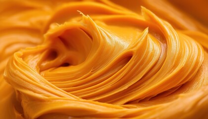 Close-Up Of Industrial-Grade Orange And Yellow Lithium Grease For Smoothing Metal Friction. Rich And Thick Lubricating Grease For Machines.