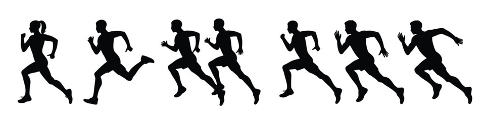 Fototapeta premium Minimalist Runner Silhouettes Vector Template Collection