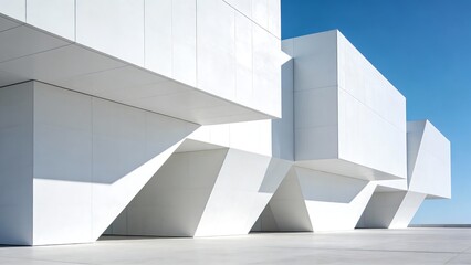 Obraz premium Minimalist White Modern Architecture with Geometric Forms