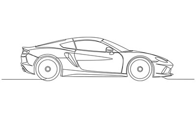 Fototapeta premium Continuous one line drawing of car vector icon. Minimalist black linear sketch vector illustration. Abstract small car in continuous line art drawing