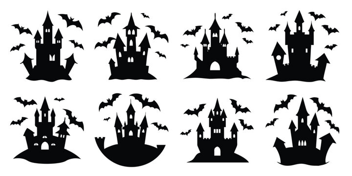  nine different castle silhouette designs sit surrounded by