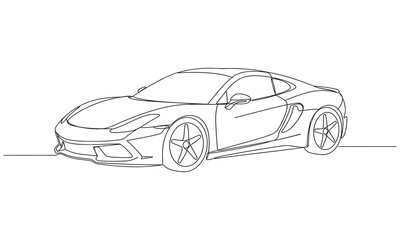 Fototapeta premium Continuous one line drawing of car vector icon. Minimalist black linear sketch vector illustration. Abstract small car in continuous line art drawing
