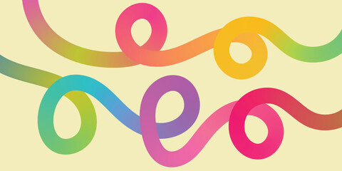 Obraz premium Bright rainbow gradient curved lines abstract design