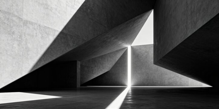 Geometric Concrete Interior with Dramatic Light