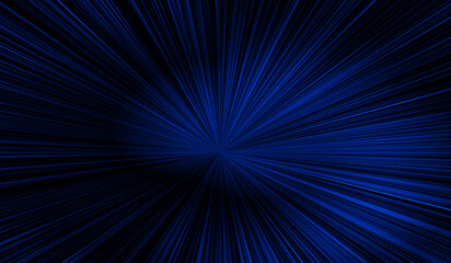 Illustration of fiber optics or electrical energy with electric blue radial lines on a premium black background.