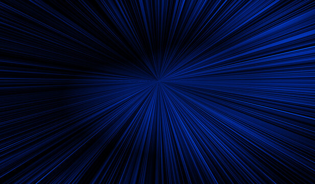 Illustration of fiber optics or electrical energy with electric blue radial lines on a premium black background.