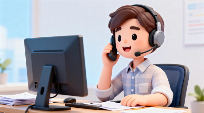 3D Character Working as Customer Service Representative