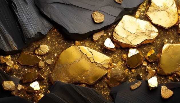 golden pyrite flecks on foliated slate