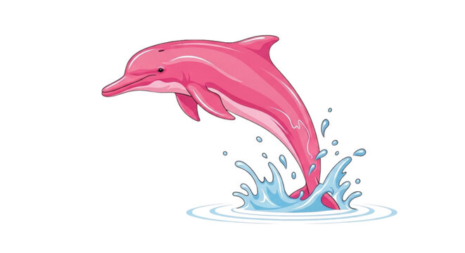 Amazon river dolphin jumping out of water with splash effect  
