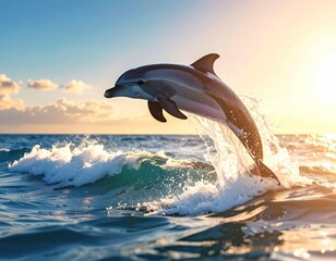 Dolphin jumping seascape
