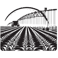 Obraz premium Black Irrigation watering crops Silhouette Vector, High Quality Illustration on White Background