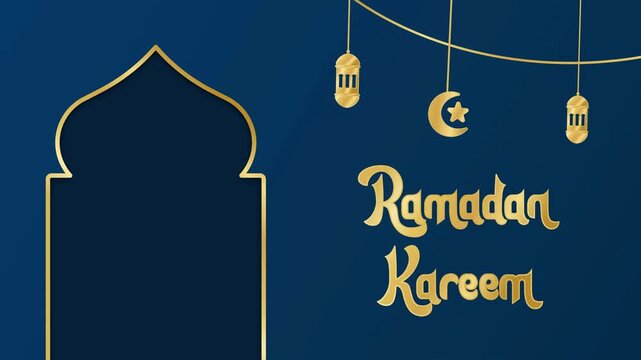 Ramadan Kareem Golden Calligraphy and Mosque Arch