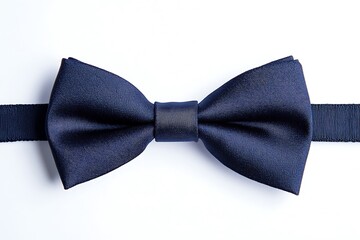 A navy blue grosgrain bow with sharp loops, clearly centered on white background 