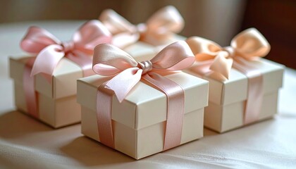 Elegant gift boxes with ribbons